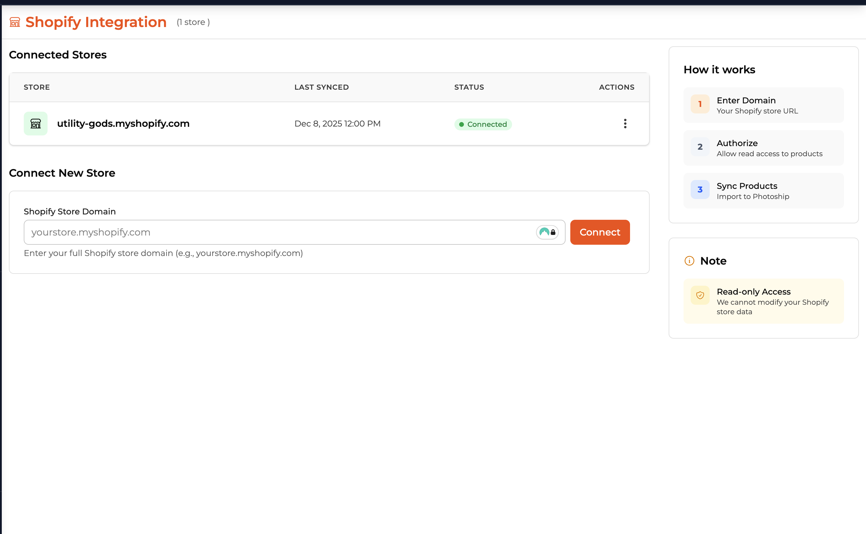 Shopify Integration Dashboard