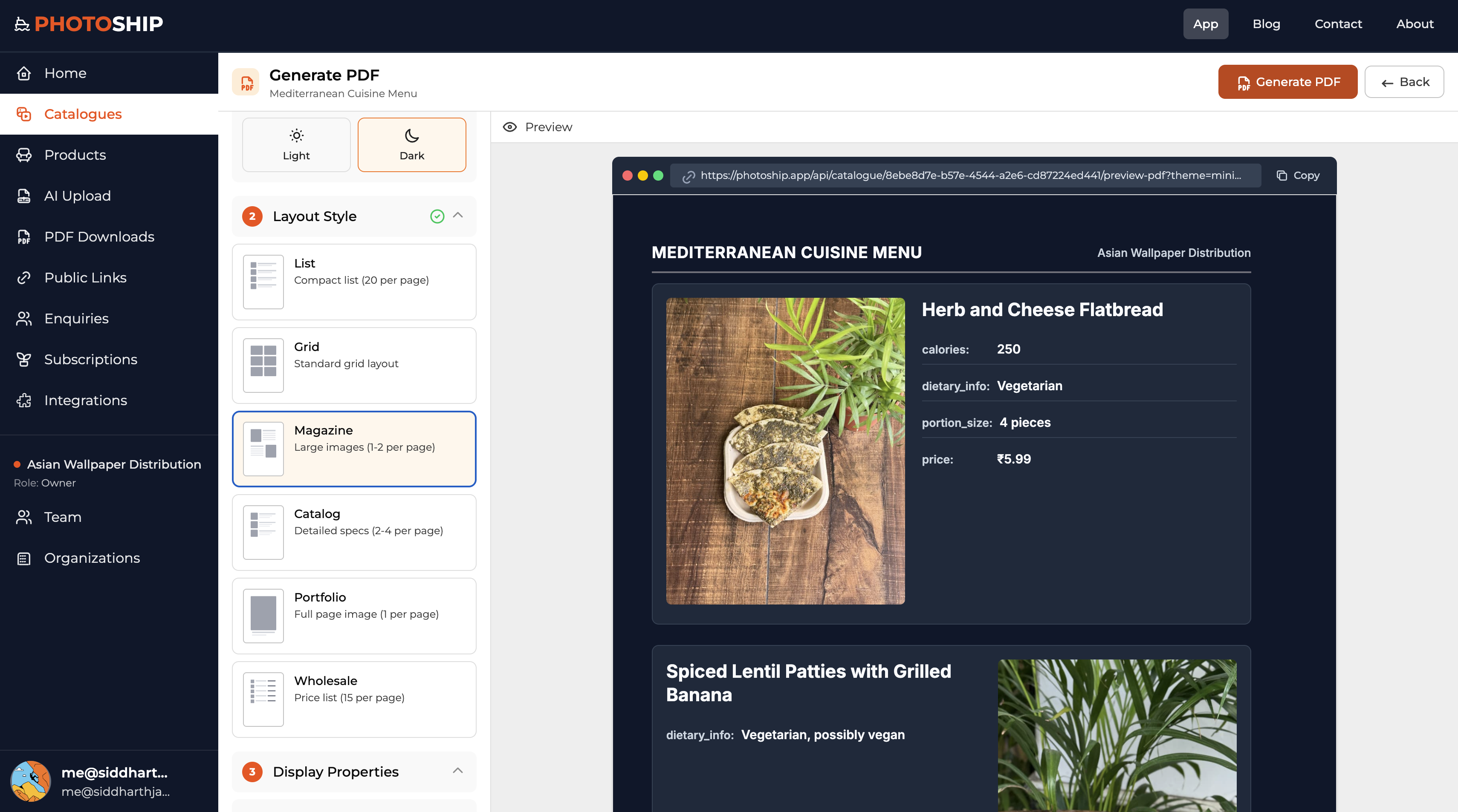 PDF Preview & Customization (Dark Theme)