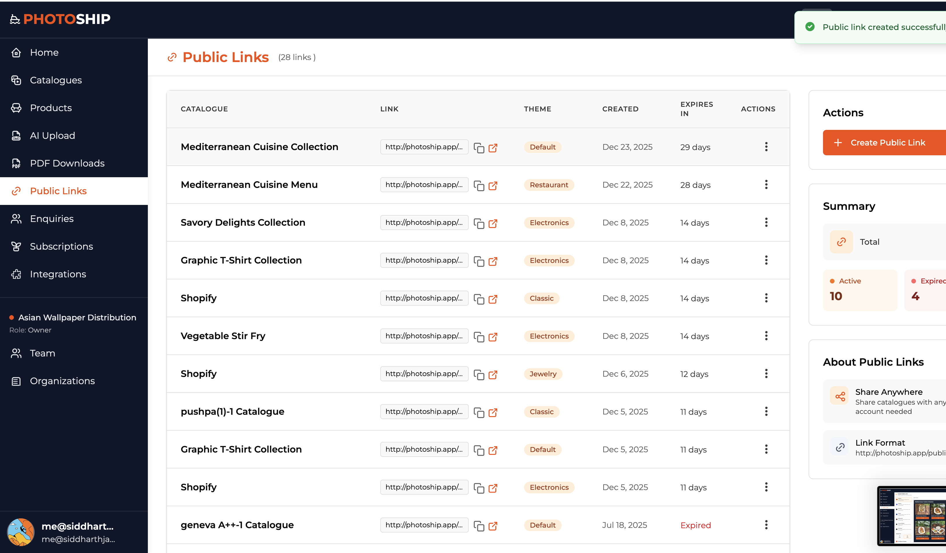 Public Links Management