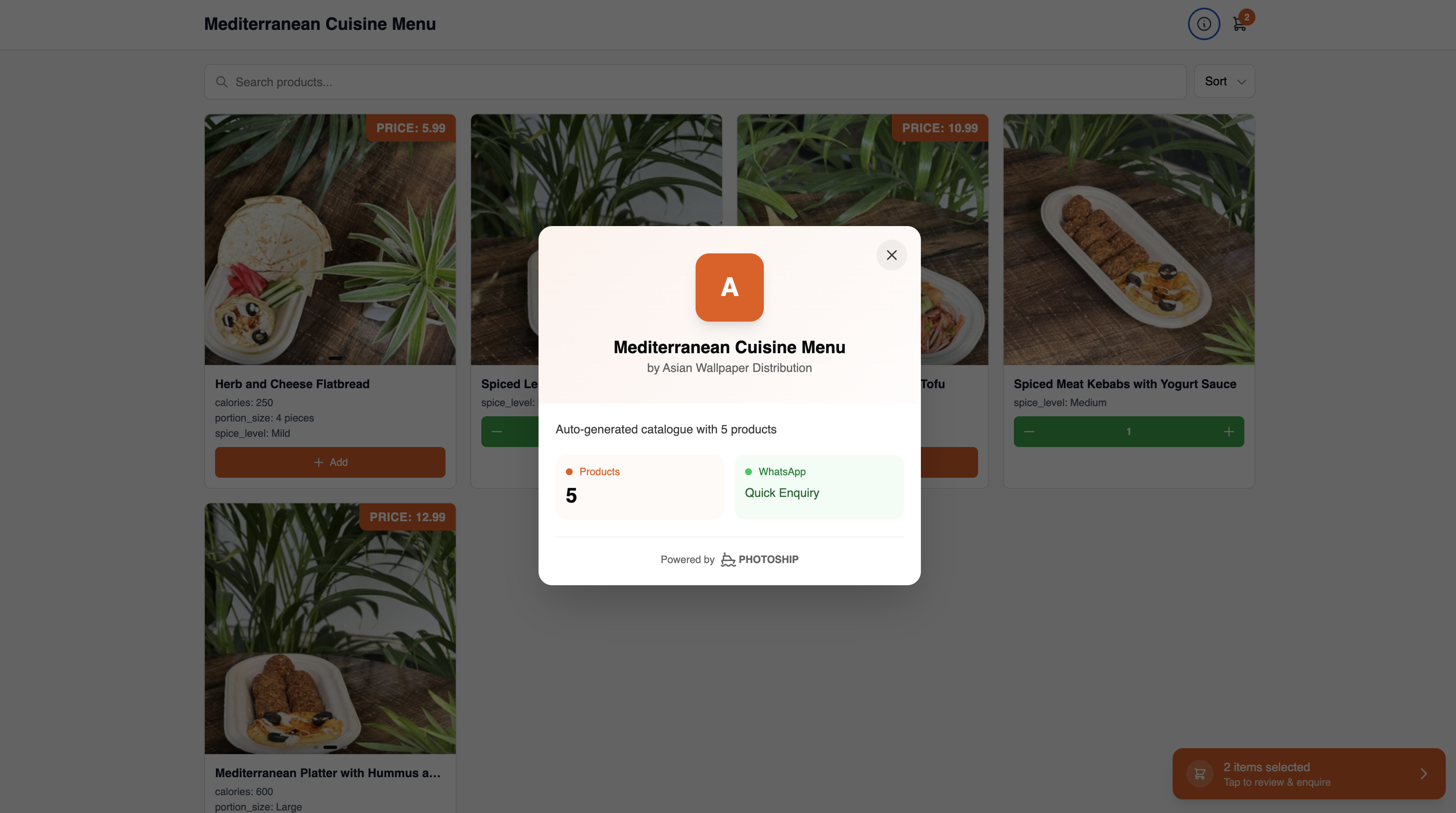 Catalogue Info Modal