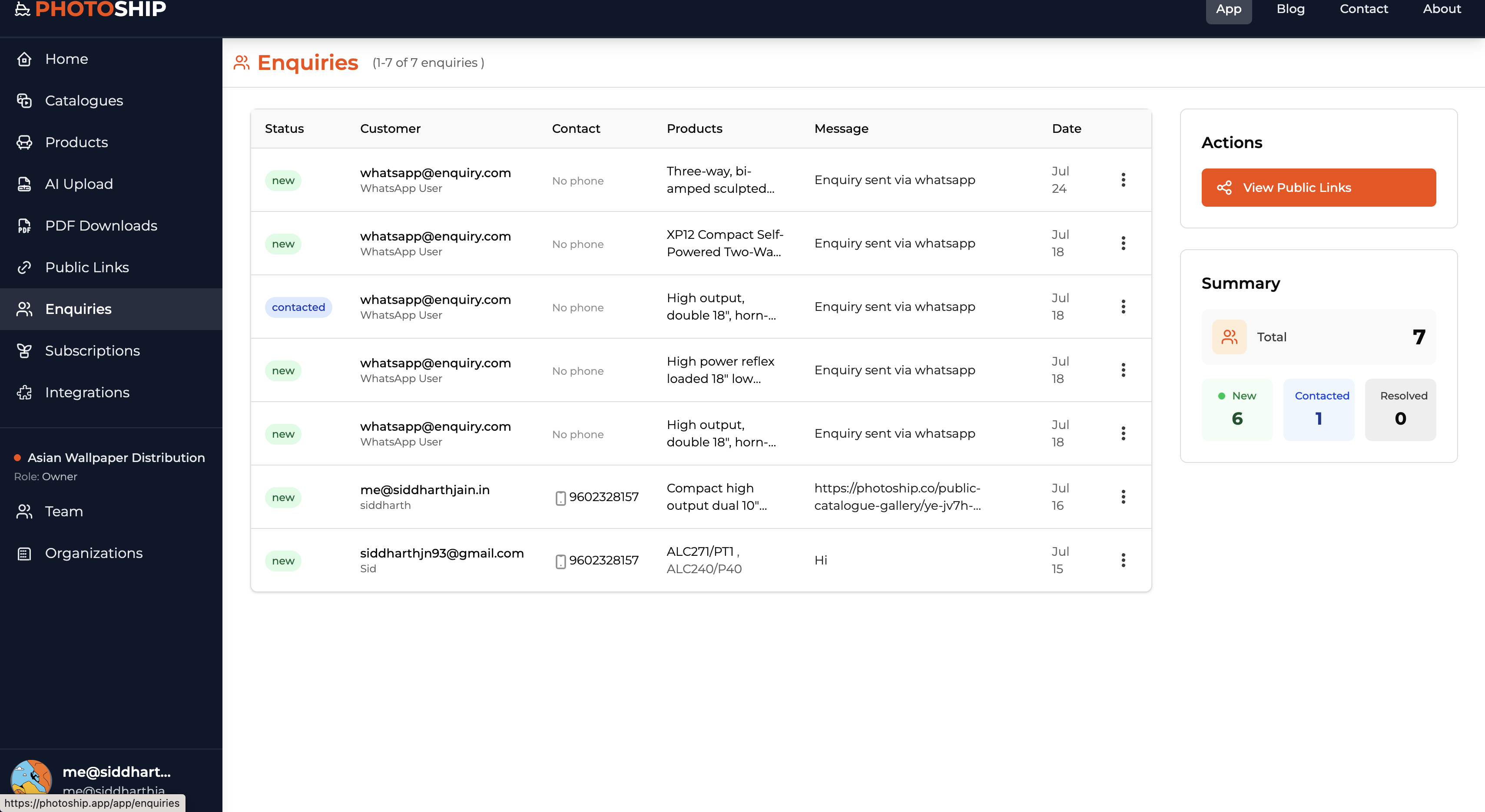Enquiries Management