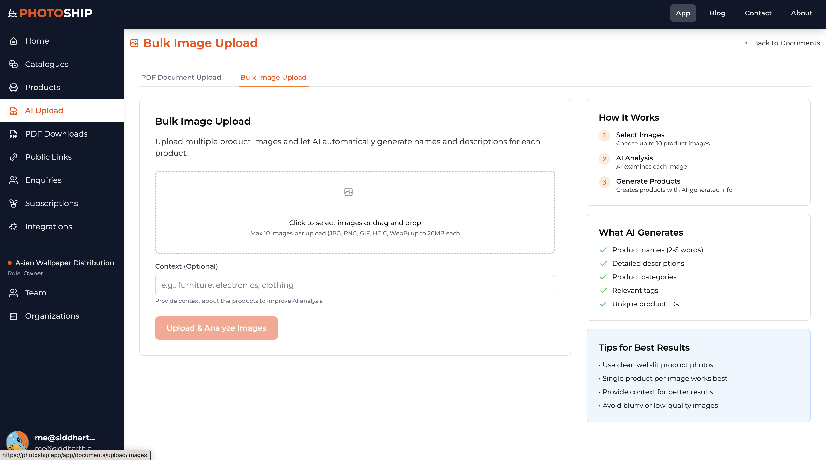 Bulk Image Upload with AI