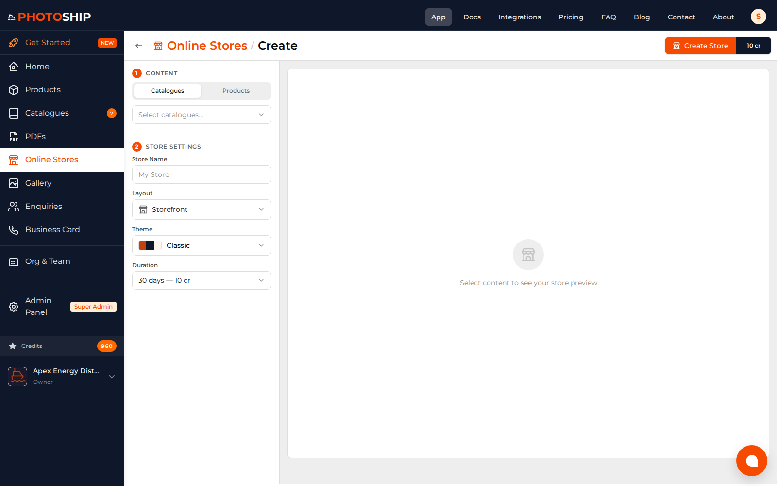 Create Online Store