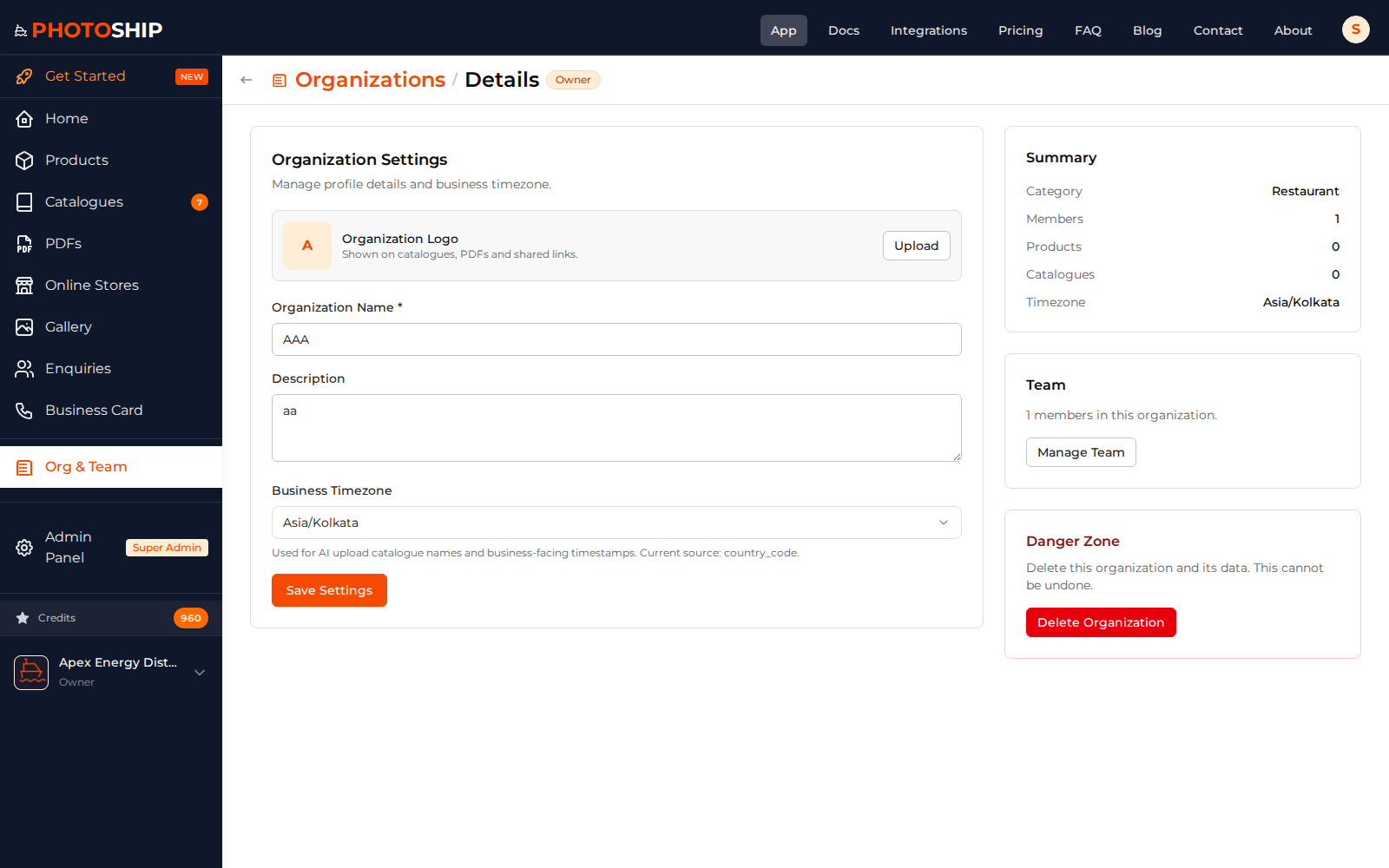 Organization Details