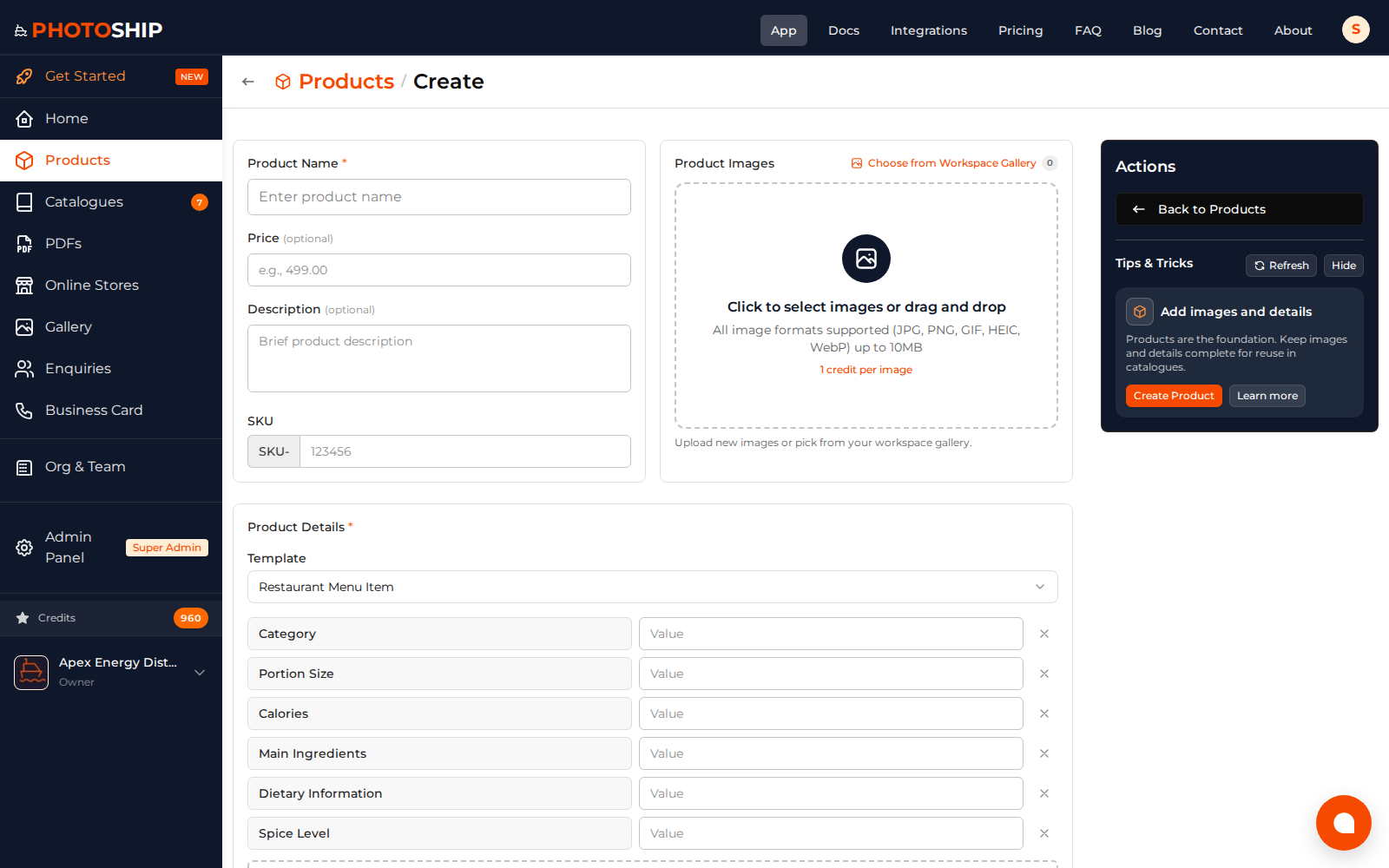 Create Product